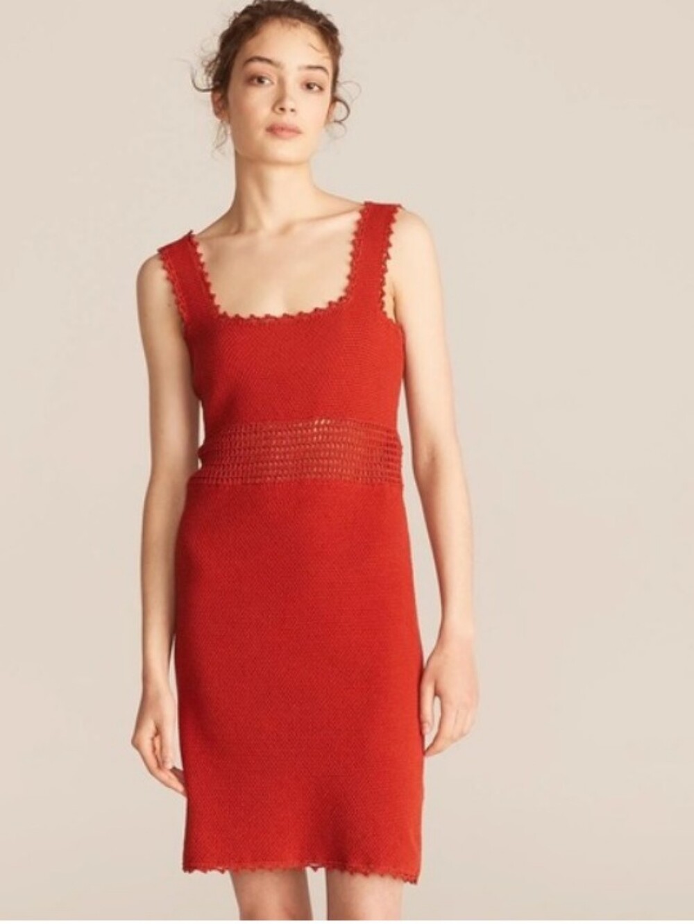 Rebecca Taylor Dark Orange Crochet Body Con Sheath Dress small